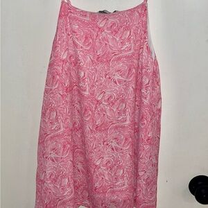 Lauren James Pink and White A-Line Tank Top